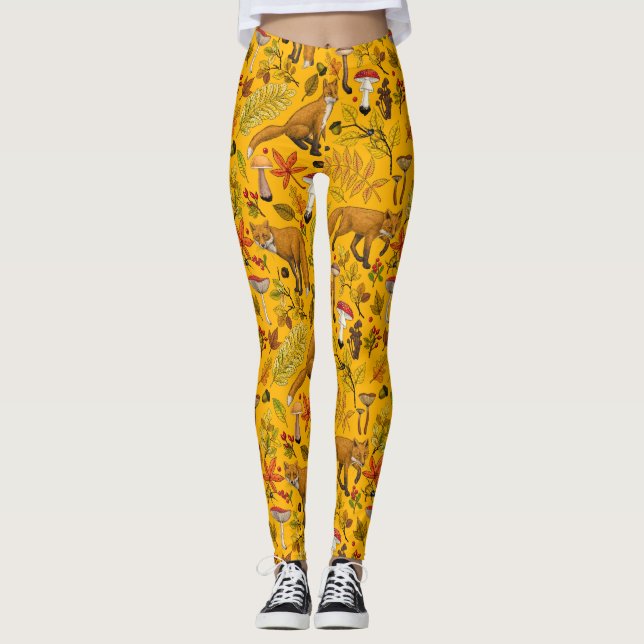 Legging Raposas de outono em laranja (Frente)