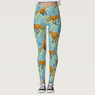 Legging Raposas e ampolas em azul-piscina