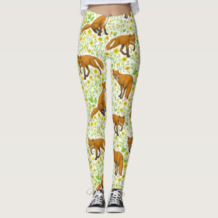 Legging Raposas e ampolas em branco natural