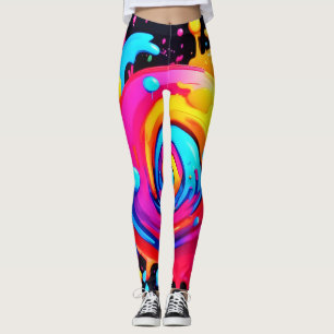 Legging Rascunho de Tinta do Arco-Íris