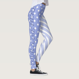 Legging Rascunhos de Harlequin de Meio Padrão e Azul Claro