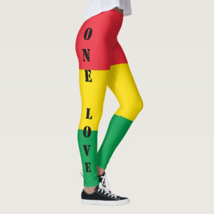 Legging Rasta colore o teste padrão vermelho amarelo verd