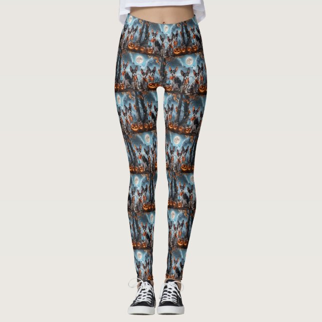Legging Rat Terrier Halloween Assustador  (Frente)