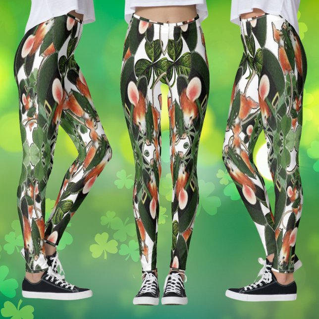 Legging Rato de caleidoscópio no Dia de São Patrício de vé (Kaleidoscope Mouse in Clover St Patrick's Day Leggings)