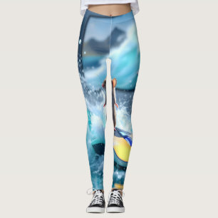 Legging Rato Surrealista Surfando Ondas Digitais – Te