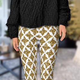 Legging Razzle Dazzle Natal Glittery Douradas Stars