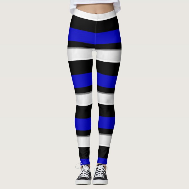 Legging Real Azul Negro e Prata Horizontal (Frente)