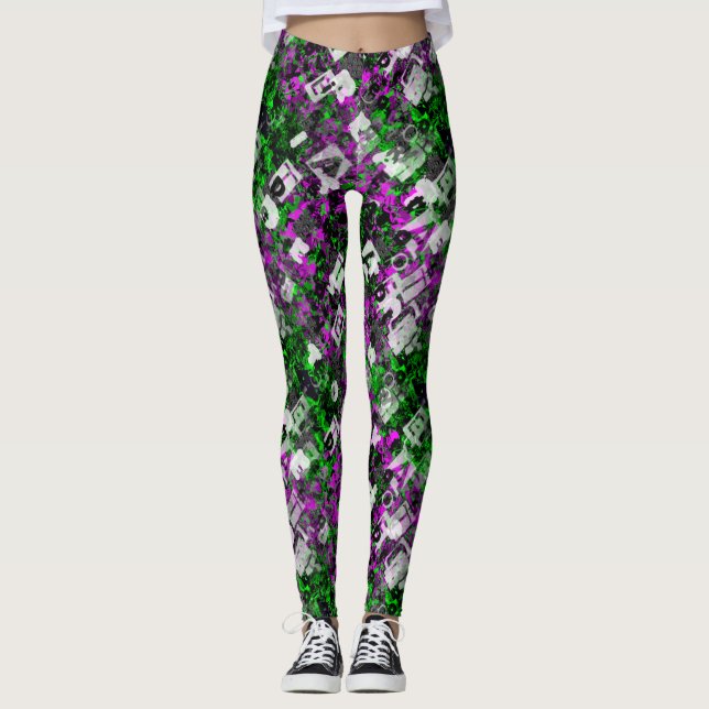 Legging Rebel Edgy Splash de Pintura de Artista de grafite (Frente)