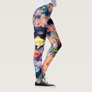 Legging Recife de Coral Vibrante Aquarela