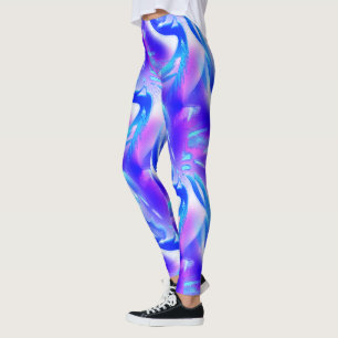 Legging Recortes azuis com entalhes digitais em textura ro