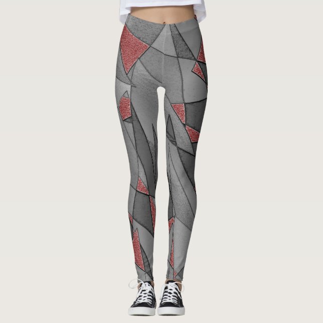 Legging recortes irregulares triangulares sobre fundo verm (Frente)