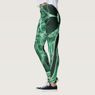 Legging Recortes verdes em acrílico sobrepostos e cruzado