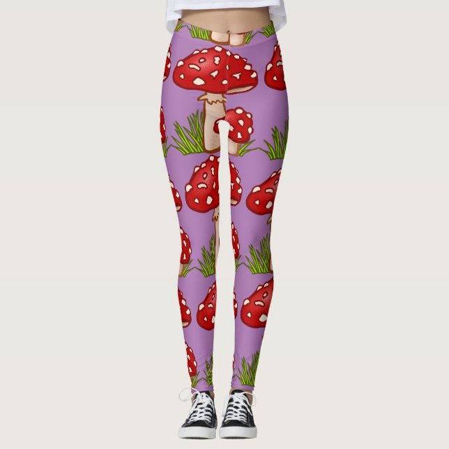 Legging Red Amanita Mushrooms Thunder_Cove (Frente)