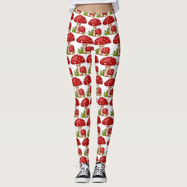 Legging Red Amanita Mushrooms Thunder_Cove (Frente)