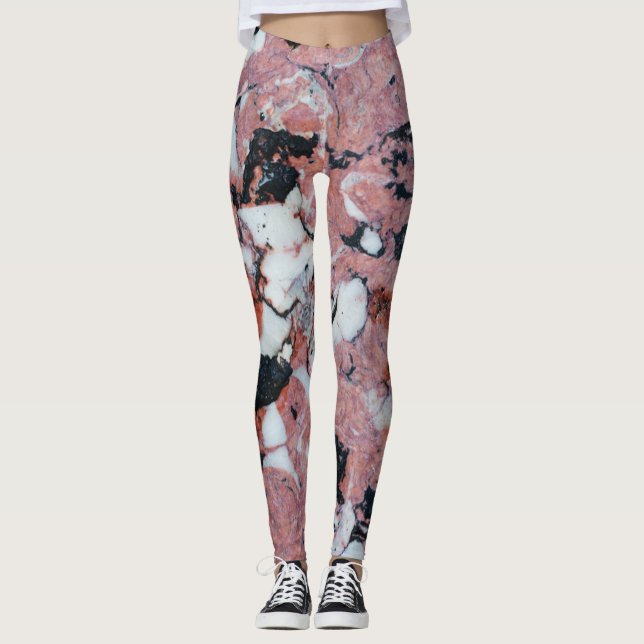 Legging Red and Black Brecciated Marble Stone Texture with (Frente)