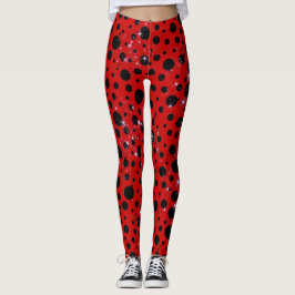 Legging Red and black polka dots funny ladybug