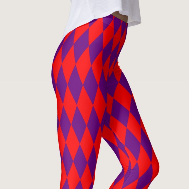 Legging Red and Purple Harlequin Checkered Design  (Criador carregado)