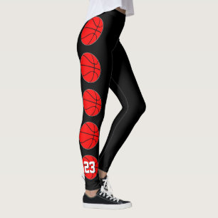 Legging Red Basbol Player Custom Jersey Number