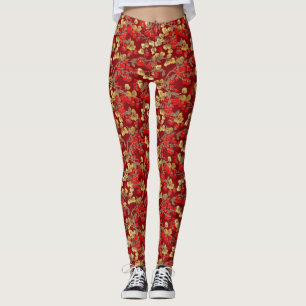 Legging Red Berry Pattern