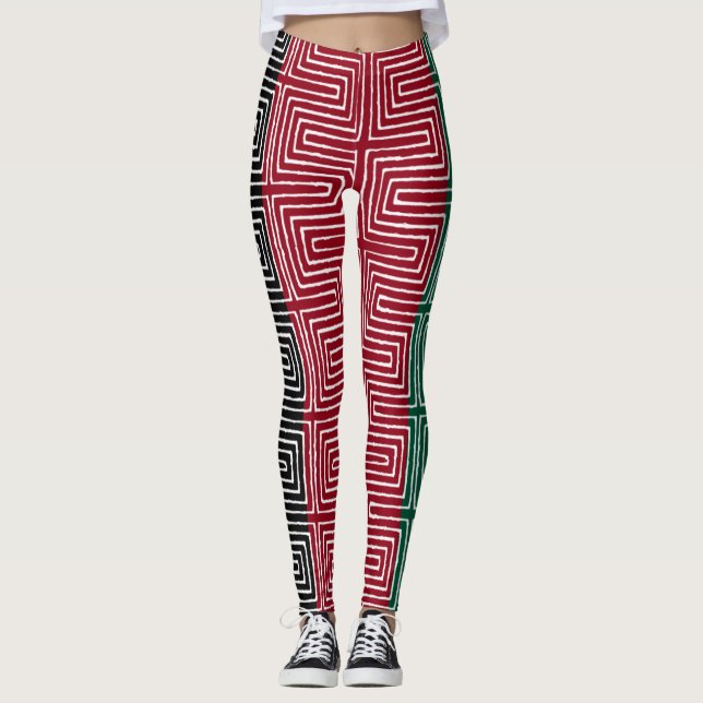Legging Red Black Green Maze African Lama Clod (Frente)