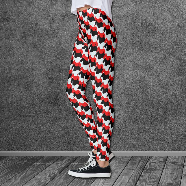 Legging Red Black Scottie Dog Patterno (Criador carregado)