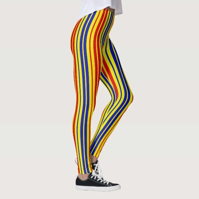 Legging Red Blue Yellow Stripes Pattern Design  (Direita)