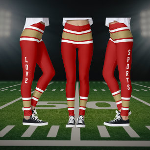 Legging Red Dourado White Team Jersey Cores Love Sports