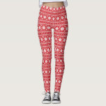 Legging Red Fair Isle<br><div class="desc">Allover de leggings de impressão num feriado divertido isle impressão. Perfeito para sua próxima festa feia de suéter de Natal ou só para espalhar alegria o inverno todo!</div>