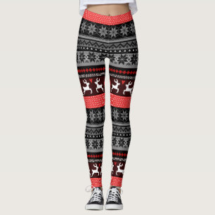 Legging Red Fair Isle Pattern