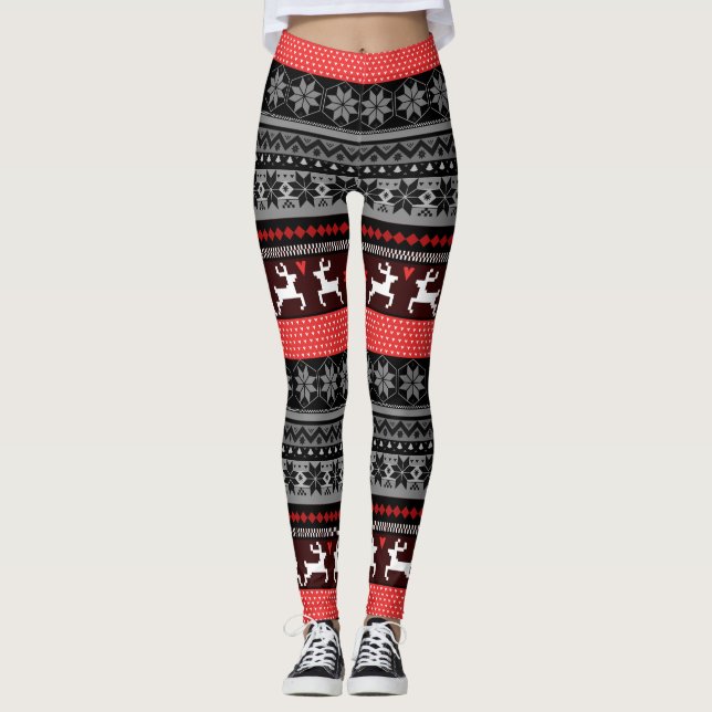 Legging Red Fair Isle Pattern (Frente)