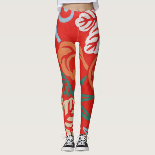 Legging Red Hawaiian Japan Kimono