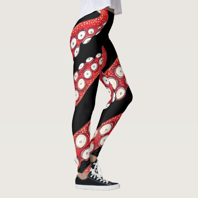 Legging Red Kraken Octopus Tentacle Black (Direita)