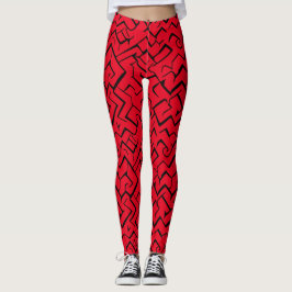 Legging Red Meander Pattern | Maze Moderno