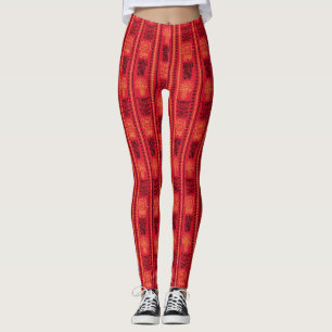 Legging Red Native Patterno Étnico Tribe Boho Cultura