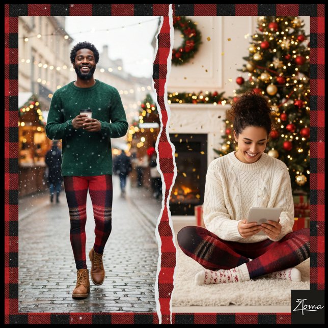 Legging Red Navy Buffalo Plaid Flannel Tartan (Criador carregado)