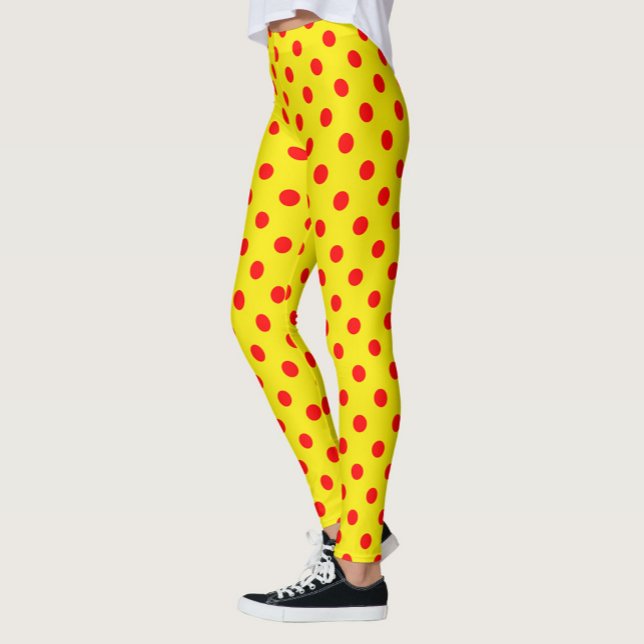 Legging Red On Yellow Polka Dots Pattern Design  (Criador carregado)