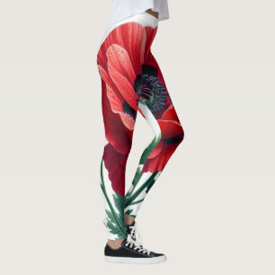 Legging Red Poppy Floral