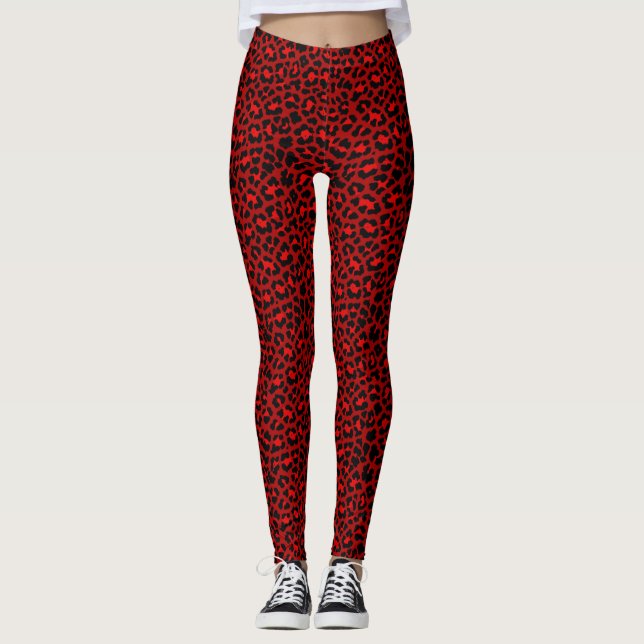 Legging Red Rockabilly Psychobilly Leopard Print Punk (Frente)