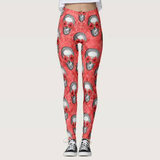Legging Red Skulls and Sunflower Series Design 13