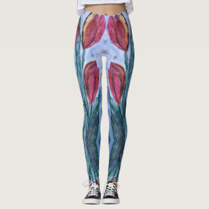 Legging Red Tulip Floral