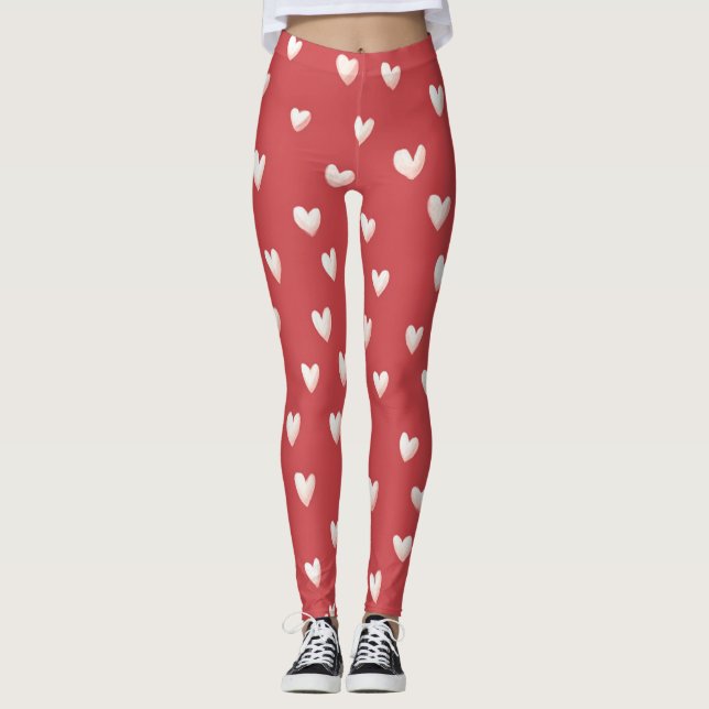 Legging Red White Hearts Valentine's Day (Frente)