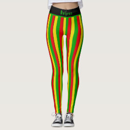 Legging Red Yellow Green Rasta Striped