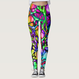 Legging Rede de Linhas Psicodélica e Colorida