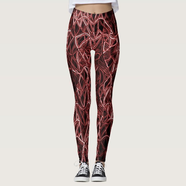 Legging Rede vermelha entrelaçada de fio rústico e enredad (Frente)