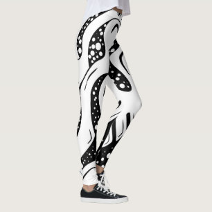 Legging Redemoinho Abstrato Preto e Branco