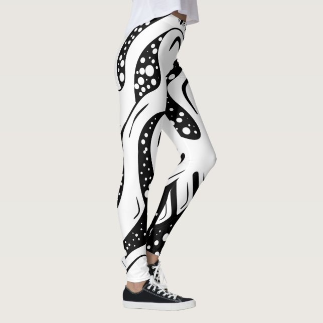 Legging Redemoinho Abstrato Preto e Branco (Direita)