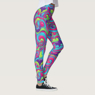 Legging Redemoinho Neon Psicodélico Groovy Retro Y2K Color