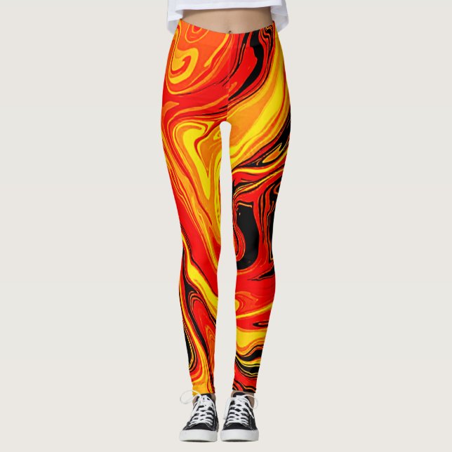 Legging Redemoinhos Abstratos de Emoção Ardente (Frente)