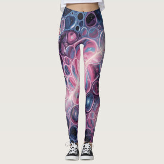 Legging Redemoinhos da Galáxia Cósmica com Arte Abstrata d
