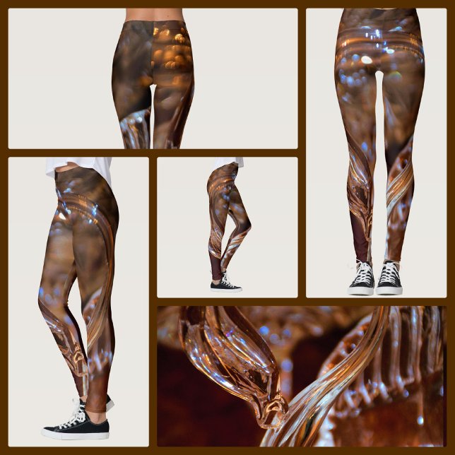 Legging Redemoinhos Dourados e Marrons Abstratos (Criador carregado)